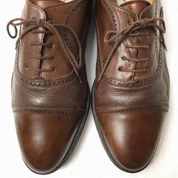 Vintage Mezlan Made In Spain Semi Brogue Cap Toe Shoes Brown Size 10.5M 28.0-28.5 Men's(USED)
