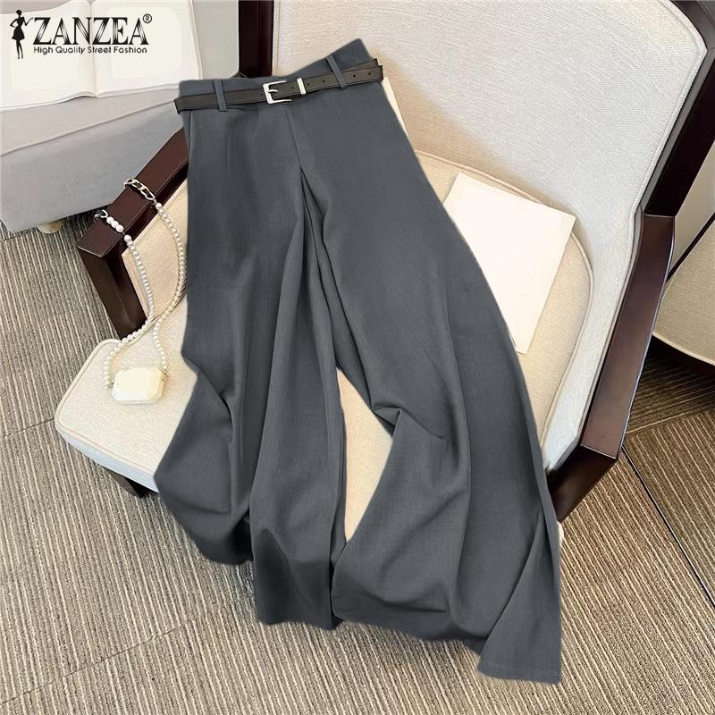 

ZANZEA Womens Casual High Waist Loose Wide Leg Pants