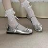 Silver Light Mouth Ballet Flat-soled Single Shoes Women's New Summer Skirt Round Head Beanie Shoes