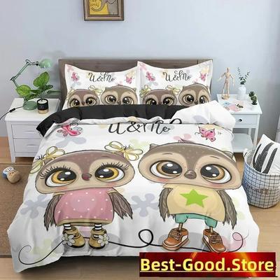 Top Owl Bedding Set Boys Girls Twin Queen Size Duvet Cover Pillowcase Bed For Kids Adult Fashion Home Textileextile Bedding Set