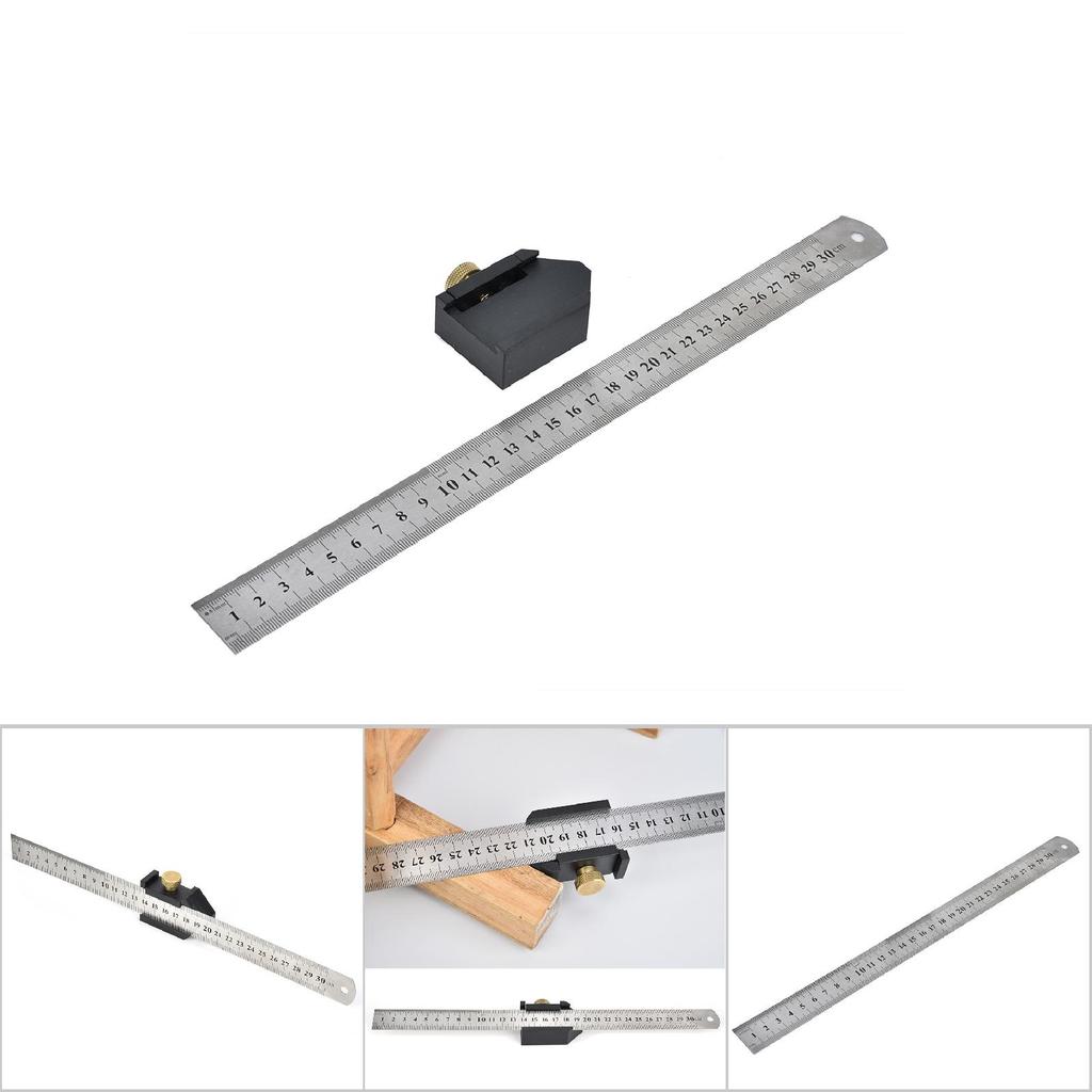 Angle Line Scriber Ruler Locator Positioning Block Woodworking Steel Ruler (Type B)