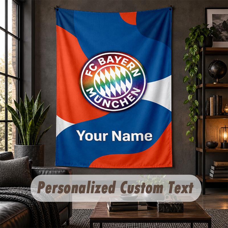 Personalized Wall Tapestry,Bayern Munich Custom Text, Soft Fabric Wall Art For Indoor Decoration
