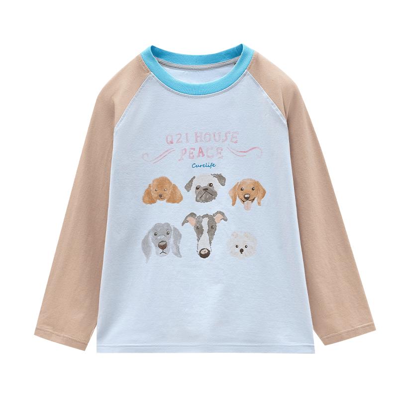 Q21 60-Count Cotton Puppy Print Kids Long Sleeve T-Shirt 165