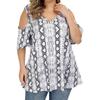 Women Fashion Floral Printing Short Sleeve T-Shirt Plus Size Round Neck Tops