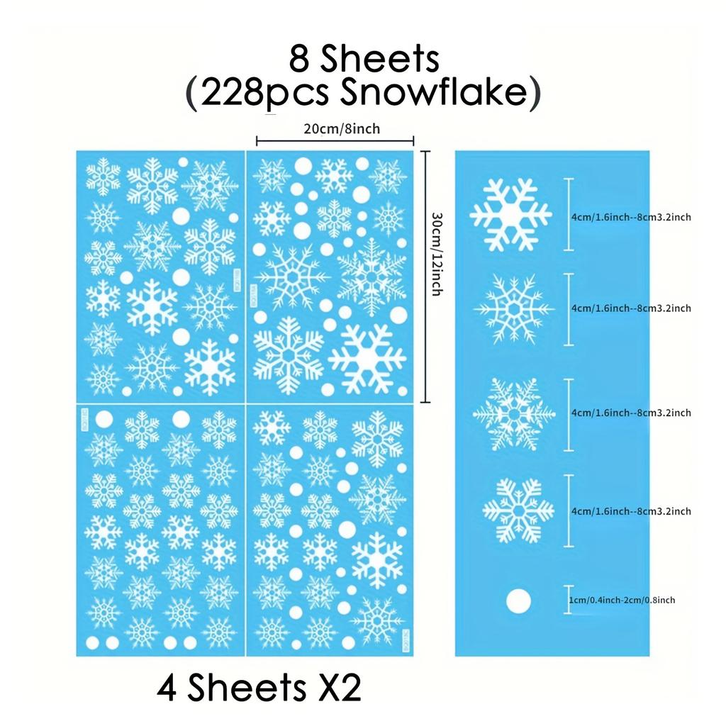 High quality[Christmas Snowflake Stickers] 6 Sheets of 114pcs Christmas Snowflake Window Stickers | Winter Cabinet Decoration, White Electrostatic
