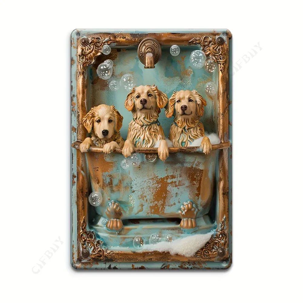 Vintage Animal Drawing Metal Tin Sign 2D Wall Art