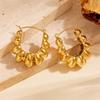 Trendy Titanium Steel Geometric Gold-Plated Earrings with Cubic Zirconia Ovals