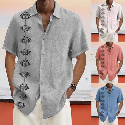 (Qunide) Designer Frühling Sommer Herren Casual Baumwolle Leinen Einfarbig Kurzarm Hemden Lose Hemden