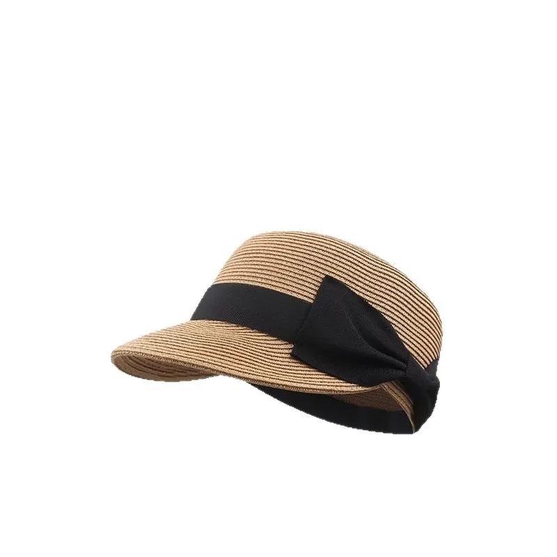 My Extreme Outdoor Activities Women's Upf50+ Straw Boater Hat - Bowknot Derby Cap With Face Framing Brim, Summer Breathable Sun Visor For Equestrian 54-59Cm