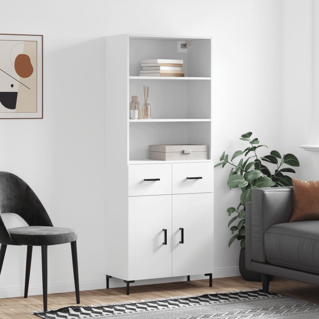 Vidaxl Vetrina, Bianca, 69,5X34X180 Cm, Materiale Derivato dal Legno