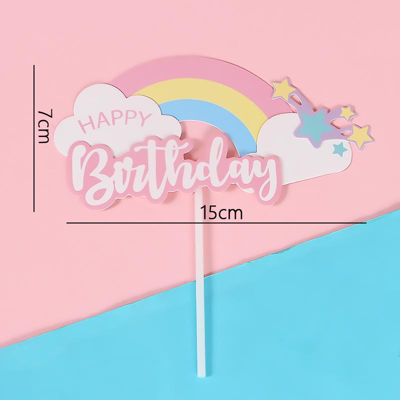 Rainbow Birthday Cake Toppers - Colorful Party Decorations & Dessert Table Accessories