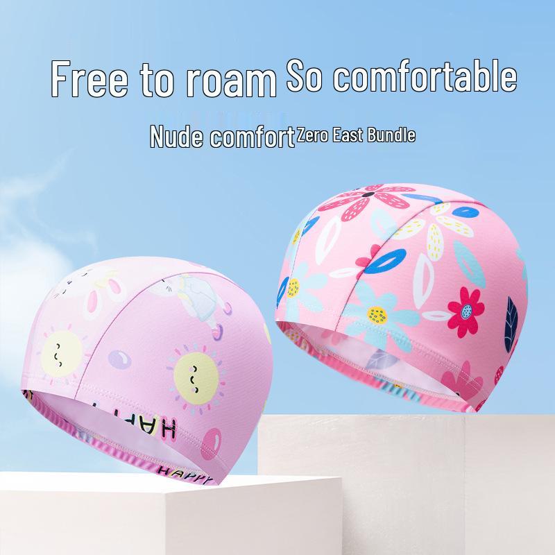Children's Cartoon Print Swim Cap - Comfortable Elastic Hat for Girls and Primary Students