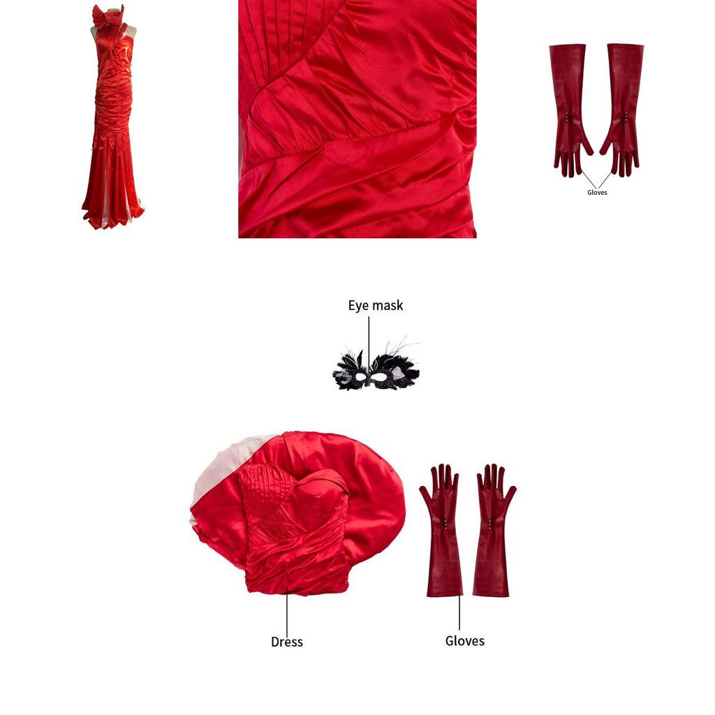 Exquisites Cruella De Vil Kuyla Cosplay-Kostümset mit elegantem Kleid und Accessoires