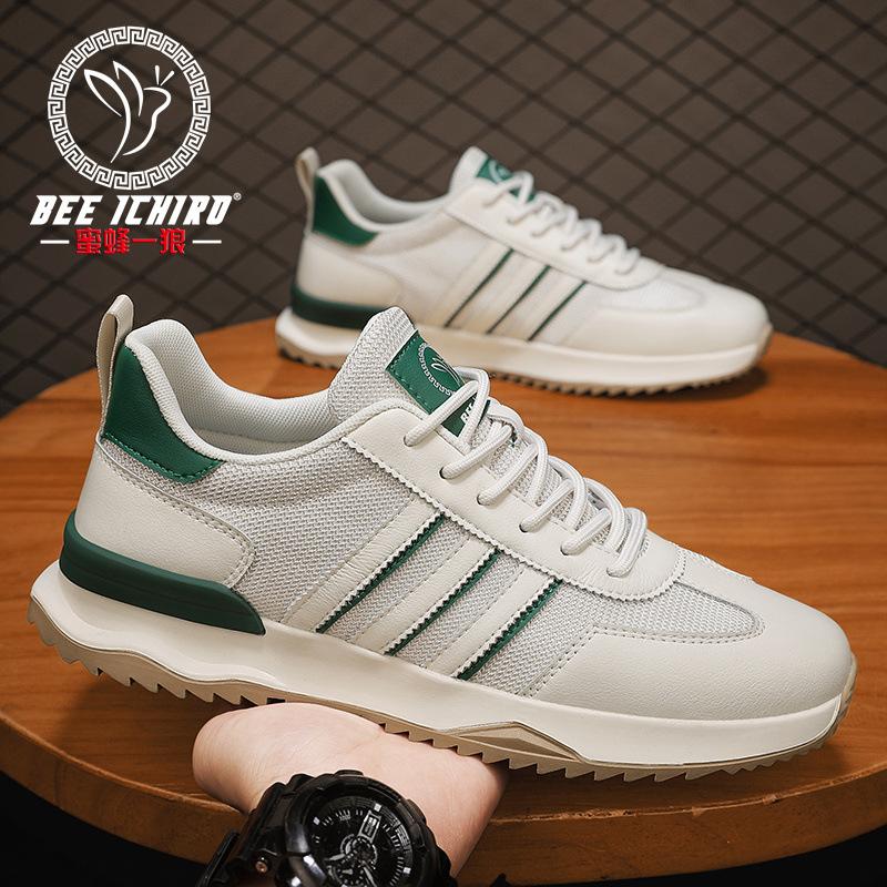 Spring new casual leather running trendy shoes thick baseplate shoes sports men's shoes