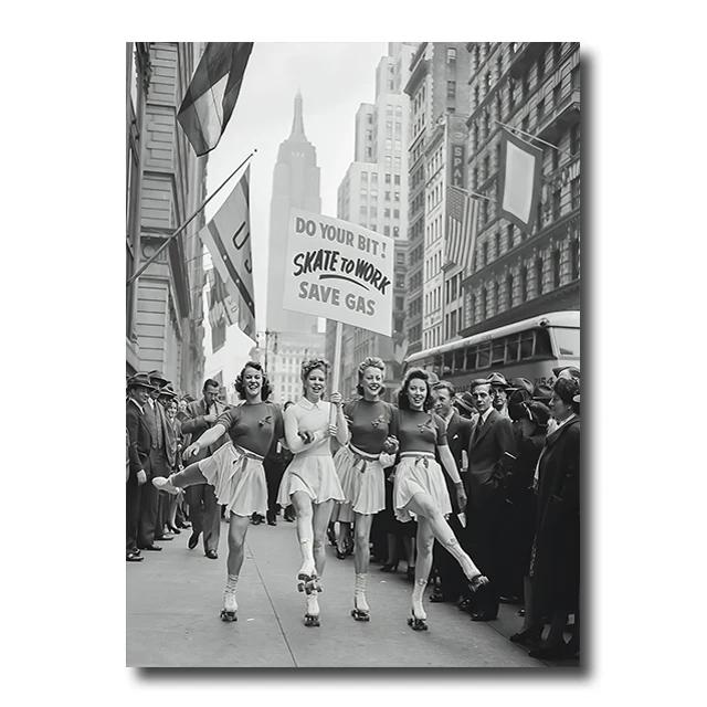 Vintage Mode Väggkonst Poster Tryck Svartvitt Canvasmålning Heminredning Kvinna Bilder Vardagsrum Cuadros