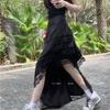 White Lace Trim Midi Skirt for Women - Summer Asymmetric Hem Tiered Cake Skirt with Ruffle Details