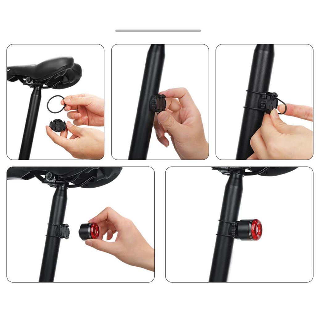 Fahrrad-Rücklicht, 6 Modi, USB-aufladbar, Aluminium, MTB-Straßensattel, Sattelstütze, LED-Warnlampe