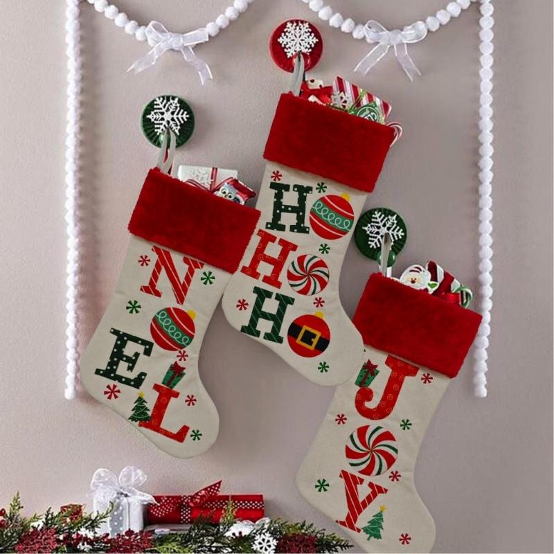 Alphabets Holiday Sock Decoration With Polyester Materials Quick Attachment Hook Multipurpose Festival Ornament