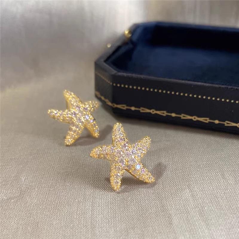 Xiaomi Huitan Cute Starfish Women Stud Earrings Gold Color Sweet Party Engagement Charming Accessories Inlaid Shiny CZ Chic Jewelry