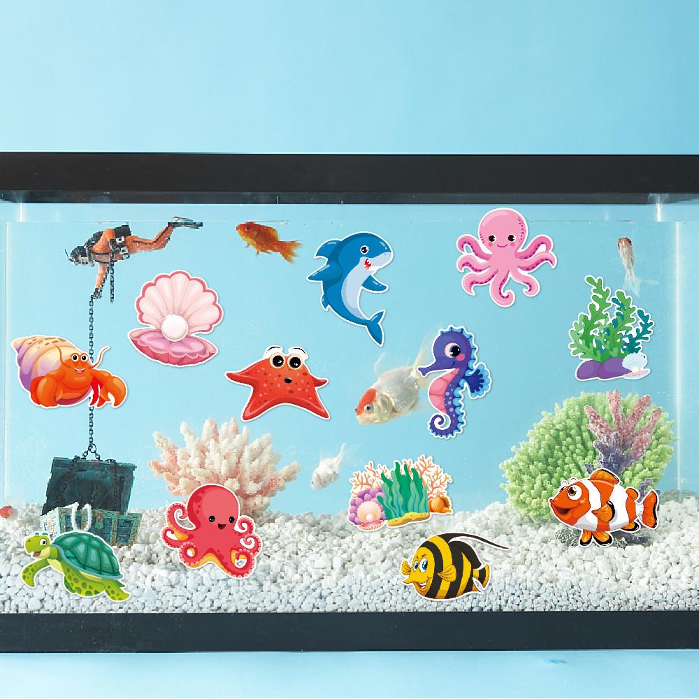 Kid Party Birthday Ocean Theme Wall Stickers With Starfish Turtles Sharks Design