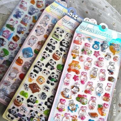 4-Piece 3D Embossed Crystal Animal Fun Stickers - Decorative Decals for Kids, Notebooks & Phone Cases BulingBulingStickers Store