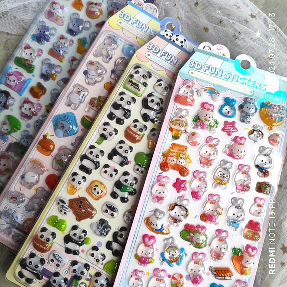 4-Piece 3D Embossed Crystal Animal Fun Stickers - Decorative Decals for Kids, Notebooks & Phone Cases BulingBulingStickers Store