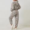 2 Pcs/Set Women Hoodie Pants Suit Printing Long Sleeves Thick Top Elastic Waist Ankle-banded Trousers Sport Fitness Outfit Fall Winter Tracksuit
