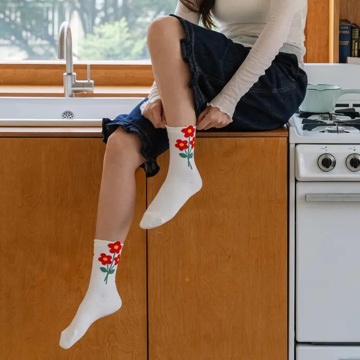 GGRN Women's Fashion Socks_W-L-412 Simple Fleur
