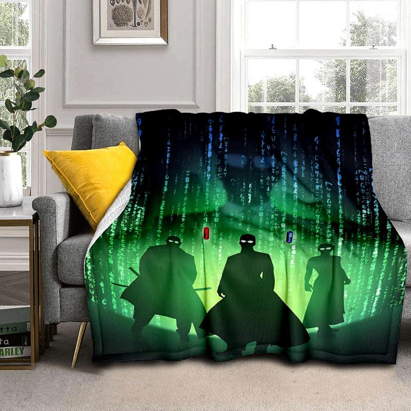 1pc Matrix Code Figures Cartoon Blanket,Portable Throw for Travel & Camping, All Season Cozy Blanket,Ideal Gift