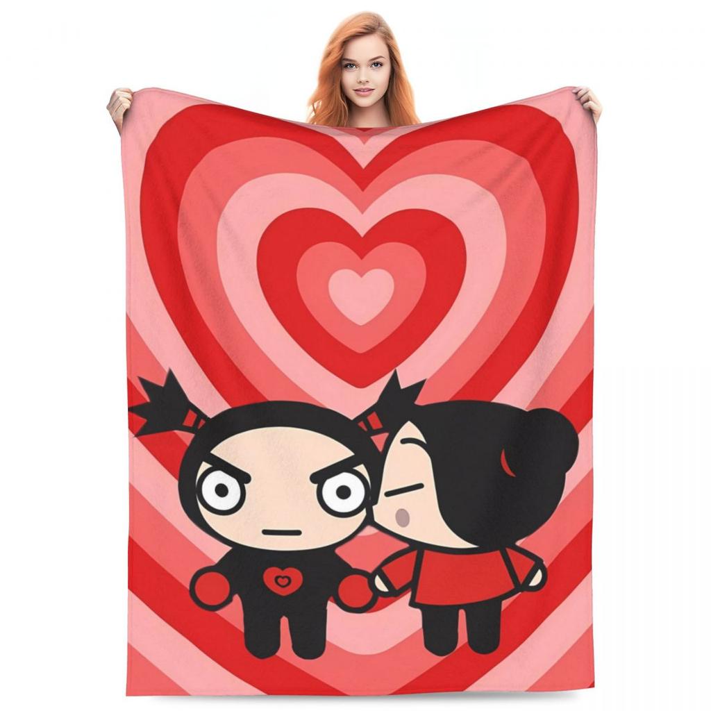 Pucca Garu Love Blanket Camping Flannel Throw Blanket For Bedroom Super Soft Design Quality Bedspread Gift