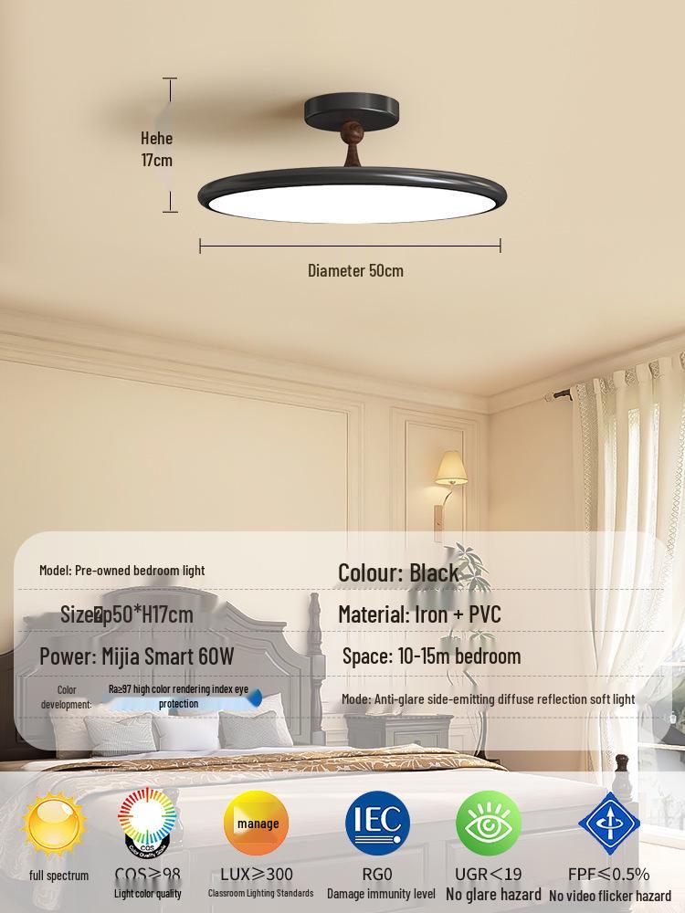 Minimalist Walnut Wood Grain Bedroom Ceiling Light for Dining, Study, and Kids' Rooms - Simple and Stylish Design