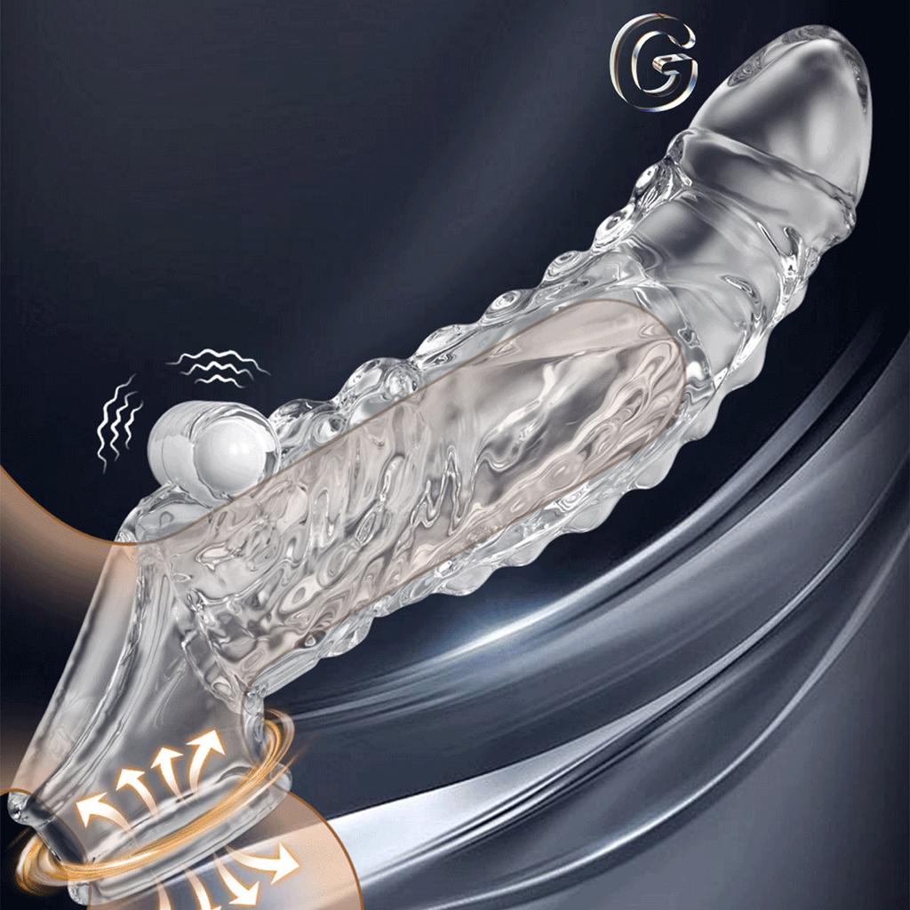 Realistic Penis Sleeve Penis Extender Powerful Vibrating Penis Ring Penis Sleeve Elastic Penis Ring, Enlargement Extension Suitable for Couple Use