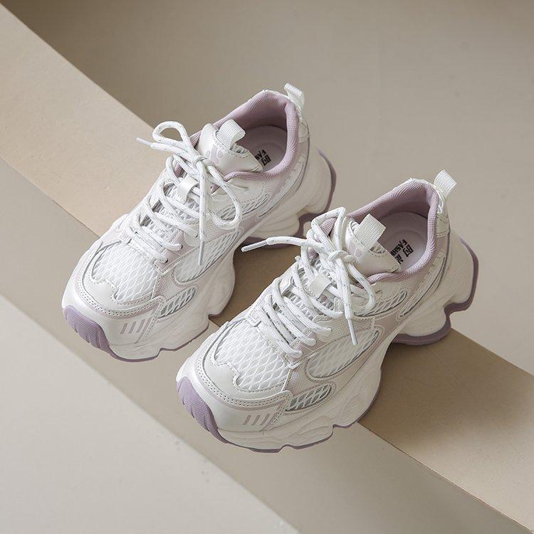 

2025 spring and autumn new air cushion bottom~ 7CM heightening mesh breathable thick sole casual sports shoes female dad shoes 35