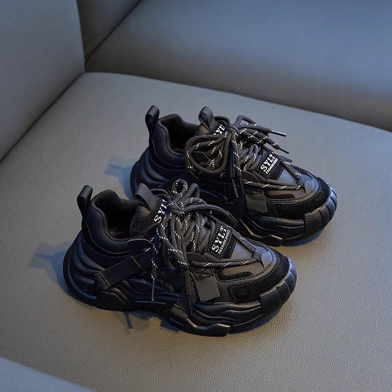 

Girls shoes 2025 spring and autumn new soft-soled versatile dad shoes little girls soft-soled single shoes medium and older children s sports shoes 31 чёрный