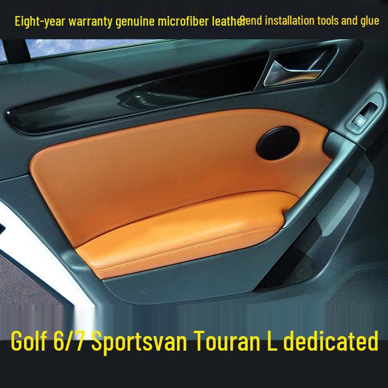 Volkswagen Golf 6 Door Panel Leather Wrap - Armrest Cover for Interior Renovation.