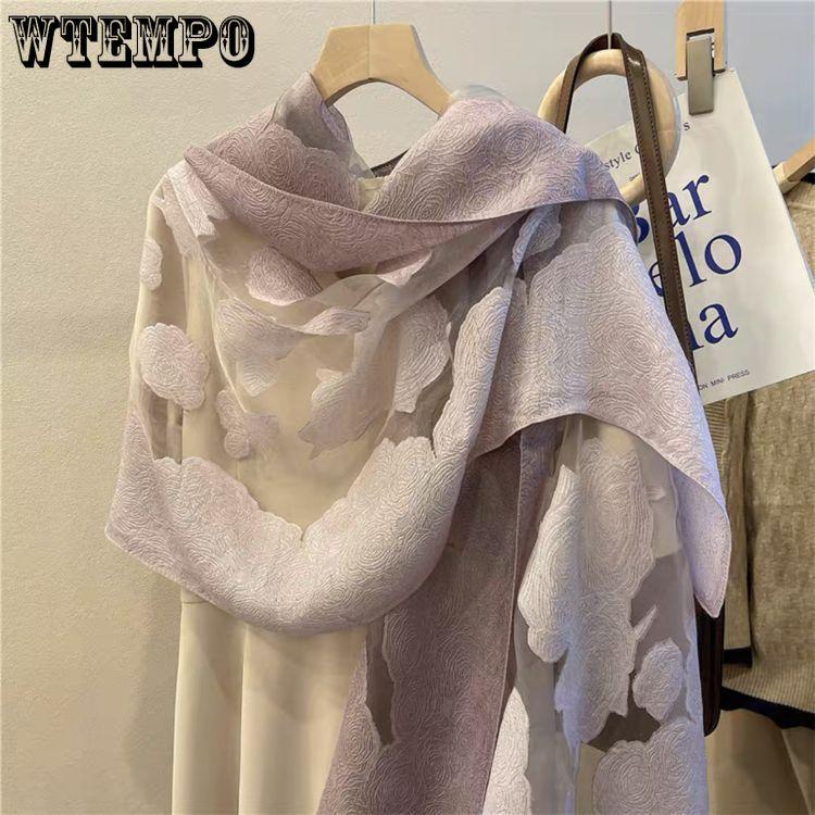 Scarf for Women in Spring and Autumn Korean Version Organza Rose Long Scarf Scarf Shawl