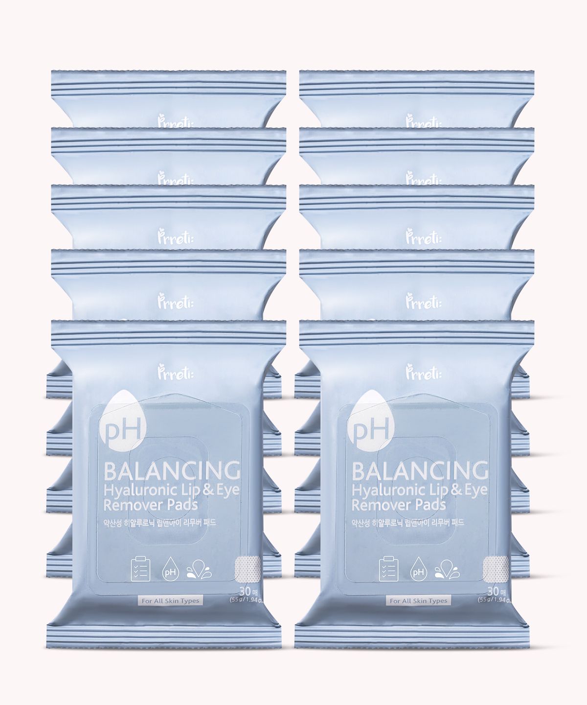 Mildly Acidic Hyaluronic Lip and Eye Remover Pads (30 sheets) - 10 Packs