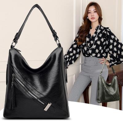 New Women's Handbag Large Capacity Vertical Women's Tote Bag Fashionable Tassel Zipper Women's One-shoulder Underarm Bag