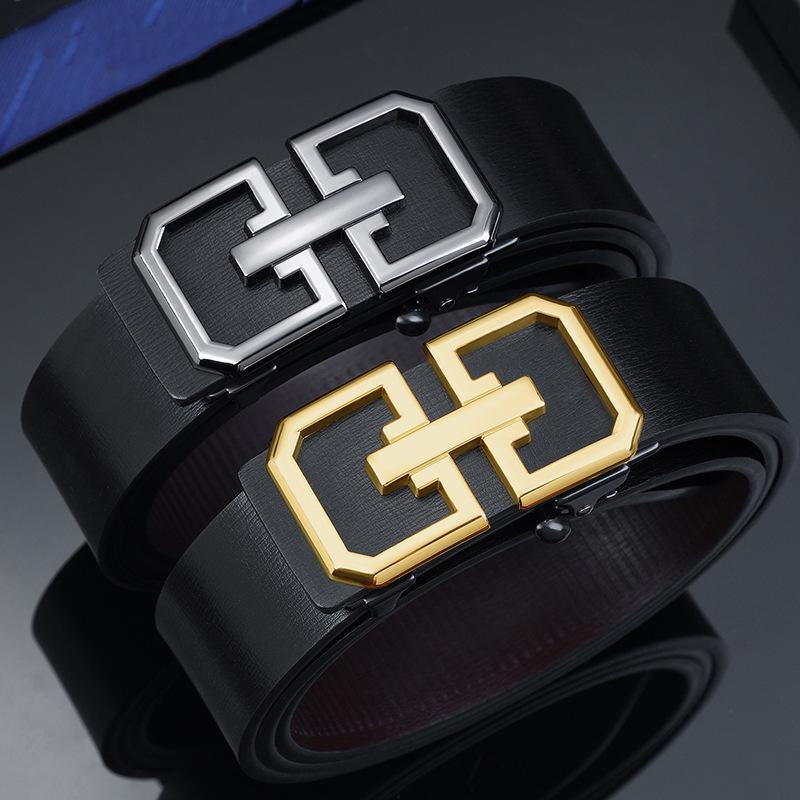 Toothless Automatic Buckle Belt Men'S Leather Casual Simple Men'S Belt Cowhide Young People Versatile Middle-Aged And Young People Belt
