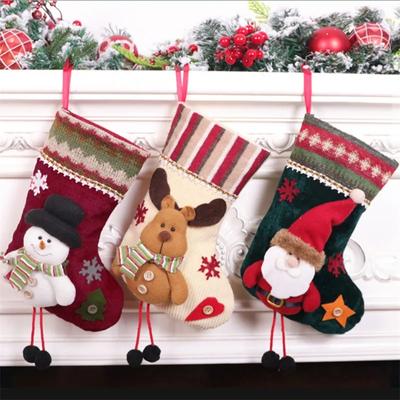 25cm Christmas Stockings Xmas Tree Decoration 10inch Vintage Xmas Stockings Fireplace Pendant Large Santa Boots Party Home Decor