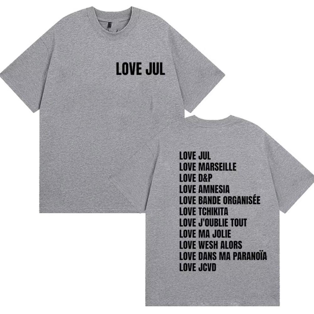 Love Jul France Rapper 2025 Album Print T Shirts Men Women Vintage Fashion Short Sleeve T-shirts Casual Oversized Cotton T-shirt