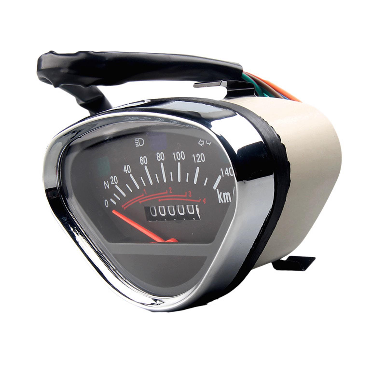 Universal Motorcycle LED Backlight Double Odometer 0-140KMH Speedometer Gauge Tachometer 1