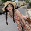 Floral Suspender Dress Women's Summer New Sweet Age Reduction Unique Super Good-looking Splicing Lace Long Skirt
