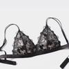 New French Triangle Cup Comfortable Rim-Free Underwear Rose Embroidered Lace Bra Thin Cotton Sexy Bra Bra