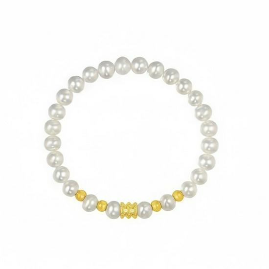 Natural Pearl & 999 Sterling Silver Slim Bead Bracelet