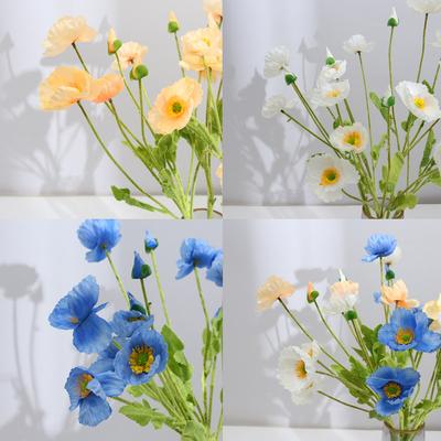 Artificial Flowers Fake Poppy Silk Flowers Long Stem Housewarming Garden Table Wedding DIY Party Wedding Bridal Bouquet Decor