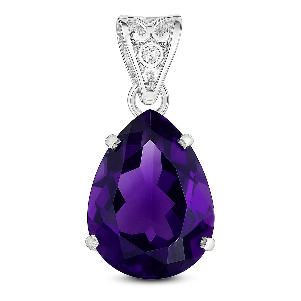 Natural Purple Sapphire Certified 21 Ct Fancy Pendant 925 Sterling Silver AI-104-NS