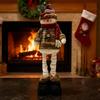 Christmas Plush Doll Plaid Standing Santa Snowman Reindeer Plush Figure with Retractable Legs for Xmas Holiday Party Fireplace Table Decor