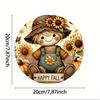 Metal Sunflower Scarecrow Round Wall Art 8x8 Inch Bar Cafe Home Decor Gift