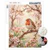 Robin On Cherry Blossom Pearl Art Painting with Frame Shiny Bead Canvas Creative Leisure Craft for Modern Wall Decor Gift